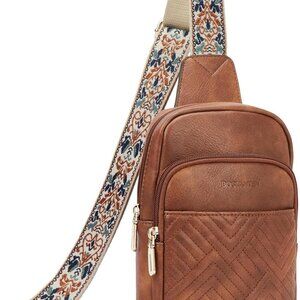 Sling Bag Quilted Crossbody Bags for Women Cross Body Purse Leather Fanny Pack w